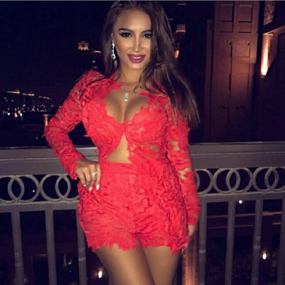 red co ord outfit